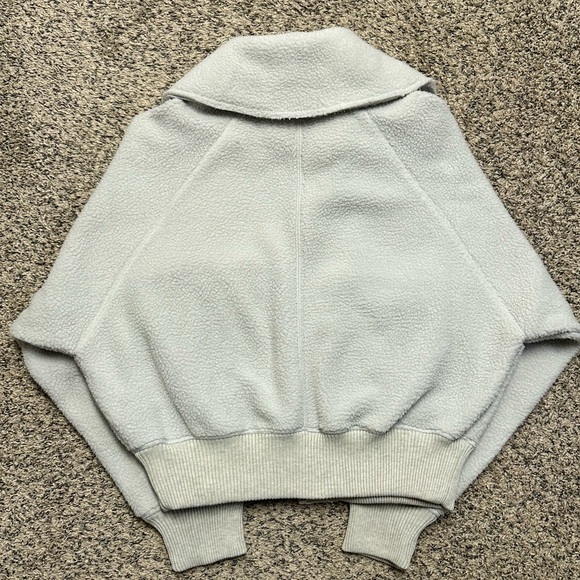 Free People Shasta Snap Up Fleece Bomber in Morning Fog Grey - Picture 5 of 8